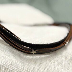 Amrita Singh Multi-Strand Leather Wrap Bracelet – Brown/Black with Star Accent